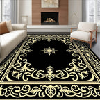 Ornate Golden Floral Frame Medallion Rug