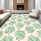 Whimsical Green Succulent Faces Rug