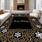 Golden Swirl Snowflake Border Rug