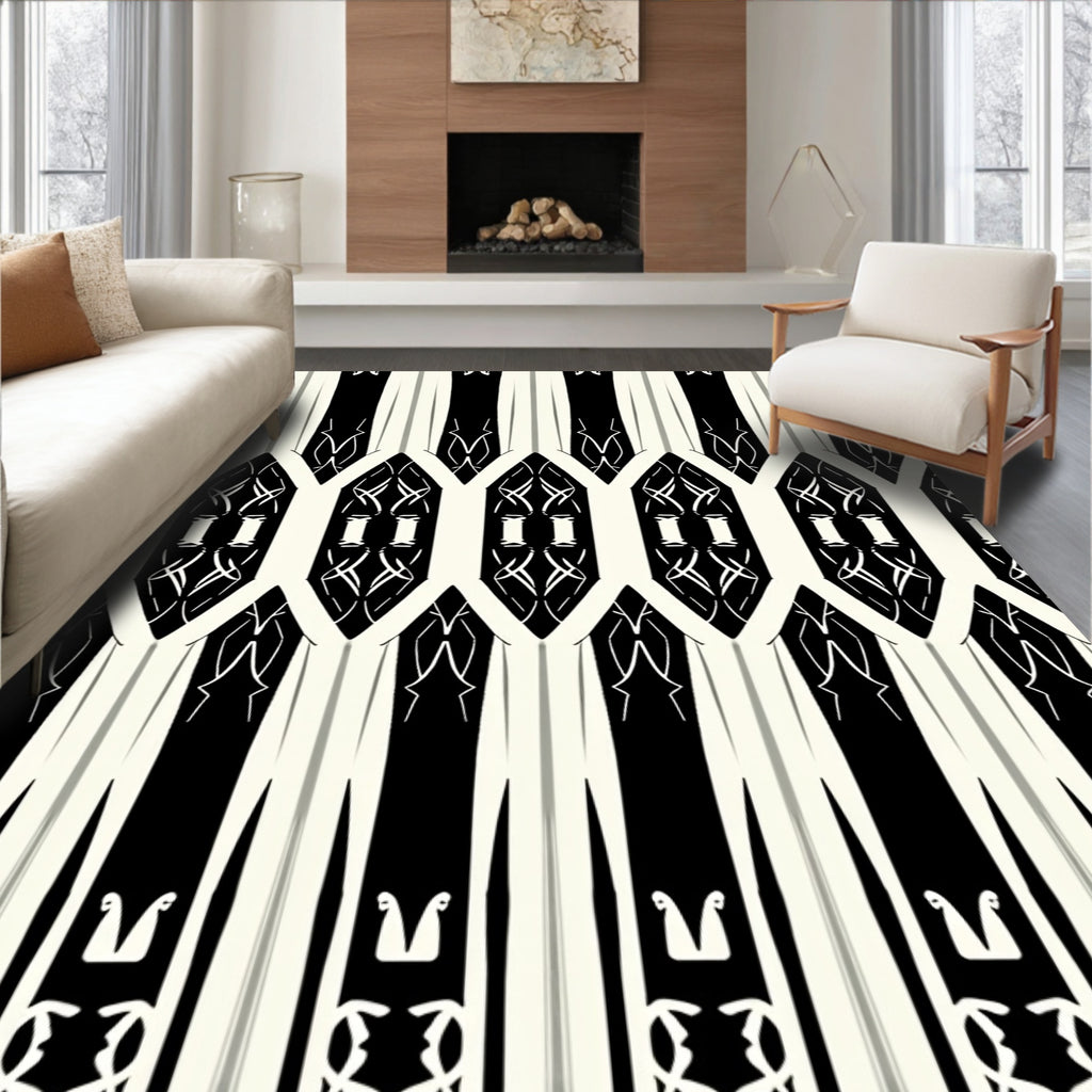 Black and Ivory Architectural Arch Rug