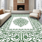 Emerald Green Floral Medallion Ornament Rug
