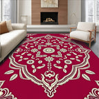 Crimson Red Floral Medallion Rug