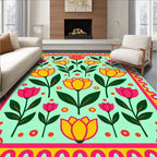 Bold Floral Garden Border Rug