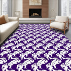 Bold Purple White Abstract Forms Rug