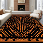 Bold Orange Black Geometric Frame Rug