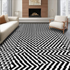 Sharp Black White Geometric Maze Rug