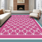 Vibrant Pink White Geometric Mandala Rug