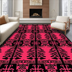 Bold Pink Black Tribal Tree Arrangement Rug