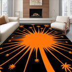 Orange Sunburst Asterburst Flowers Rug