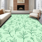 Light Green Botanical Leaf Vines Rug