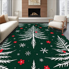 White Pine Tree Red Flower Sprinkle Rug