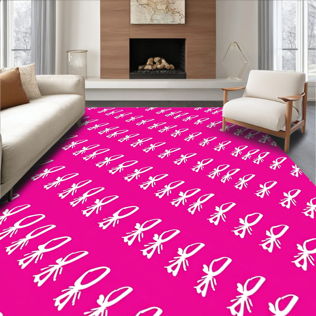 Vivid Pink Brushstroke Flower Rug