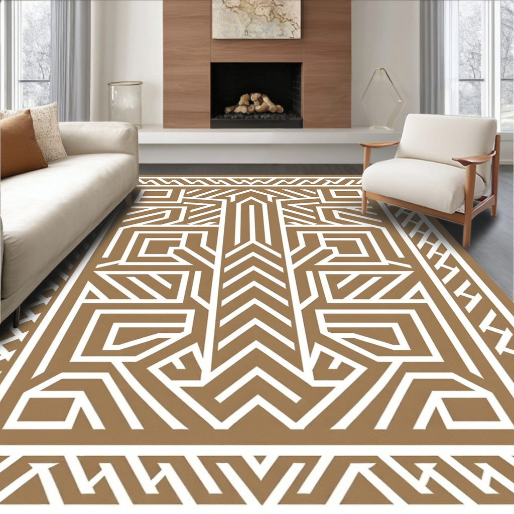 Bold Geometric Bronze Abstract Rug