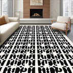 Black and White Geometric Lattice Rug