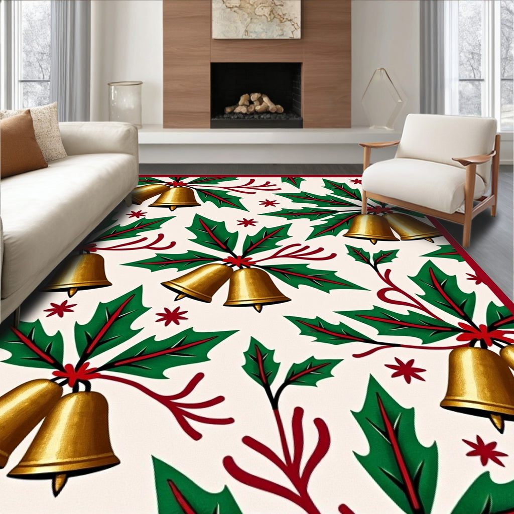 Golden Jingle Bell Holly Garland Rug