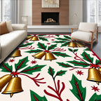 Golden Jingle Bell Holly Garland Rug