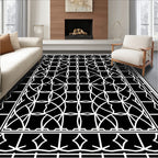 Monochromatic White Arabesque Lattice Rug