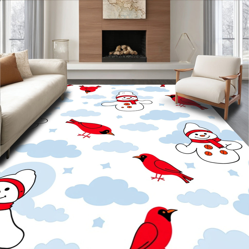 Christmas Snowmen Cardinal SkyRug Rug