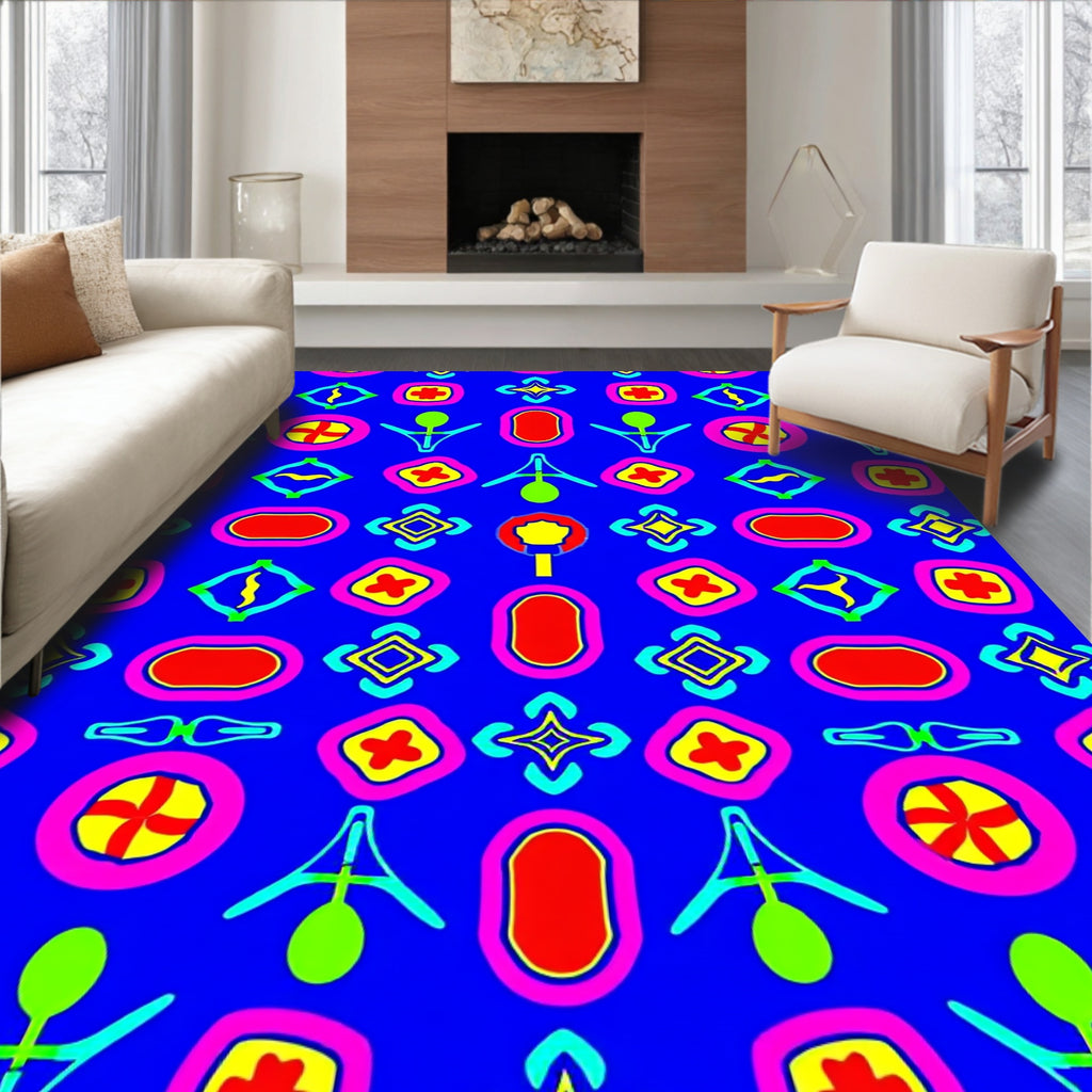 Vibrant Geometric Figures Bright Colors Rug