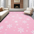 Whimsical Pink Snowflake Shower Rug