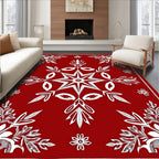 Cardinal Red Starburst Floral Tapestry Rug