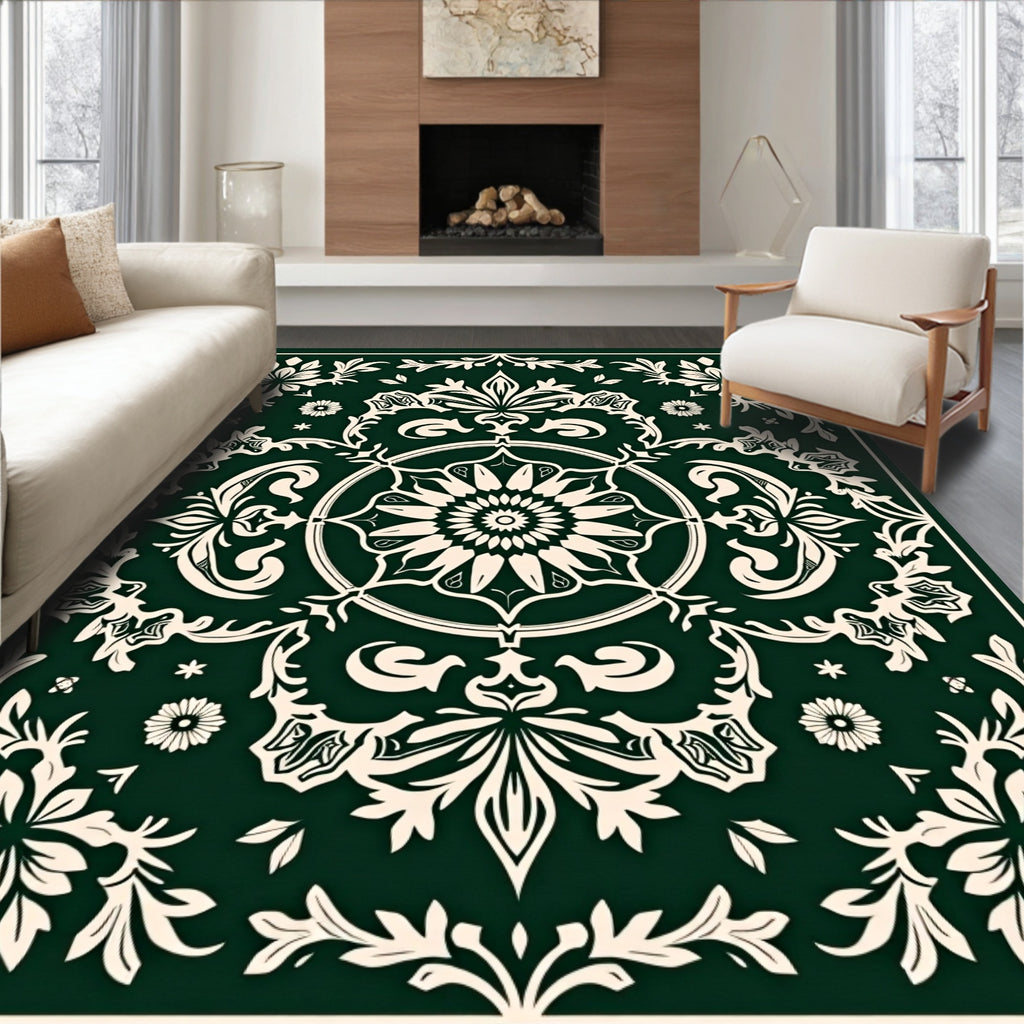 Emerald Garden Floral Medallion Rug