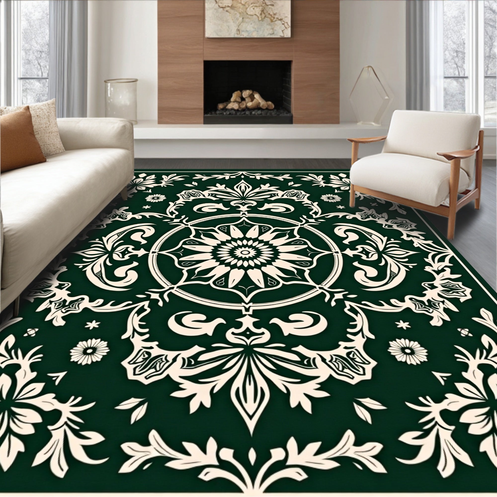 Emerald Garden Floral Medallion Rug