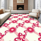 Sweet Pink Ribbon and Flower Lattice Rug