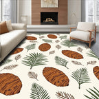 Brown Pinecone Green Leaf Repeating Rug