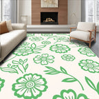 Fresh Green Floral Botanical Spread Rug