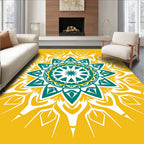 Golden Teal Mandala Radiance Rug