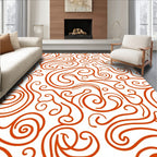 Vibrant Orange Swirl Meadow Rug