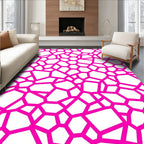 Bright Pink Geometric Organic Network Rug