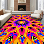 Vibrant Psychedelic Sun Mandala Rug