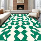 Deep Green Emerald Geometric Mosaic Rug