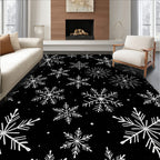 Winter White Snowflake Collage Rug
