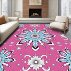 Pink Snowflake Mandala Medallion Rug