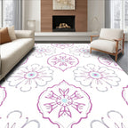 Light Pink Teal Floral Medallion Rug