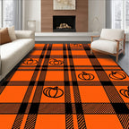 Orange Black Plaid Pumpkin Scatter Rug