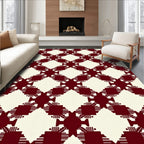 Deep Red Diamond Lattice Rug