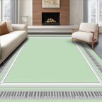 Soft Green Geometric Border Rug