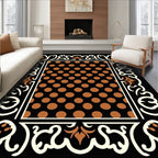 Black Copper Dot Border Art Rug