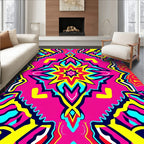 Vibrant Pink Yellow Abstract Star Rug