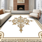 Ornate Gold Scrollwork Centerpiece Frame Rug