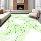 Abstract Green Fern Swirl Composition Rug