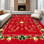 Rich Red Floral Vine Medallion Rug