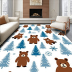Brown Bears Among Blue Pine Trees Rug