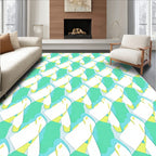 Modern Teal White Abstract Interlocking Rug