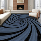 Cool Blue Black Swirl Rug