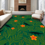 Dark Teal Alligator Orange Blossom Jungle Rug